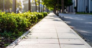 Cracked sidewalk and curb representing premises liability law in Moses Lake Washington