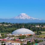 Tacoma Dome and Mount Rainier in Tacoma, Washington